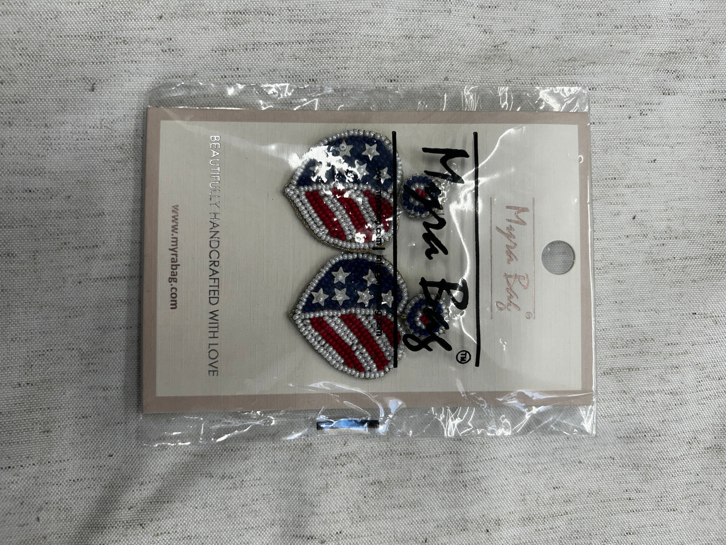 S-8250 Tis of thee beaded heart earrings