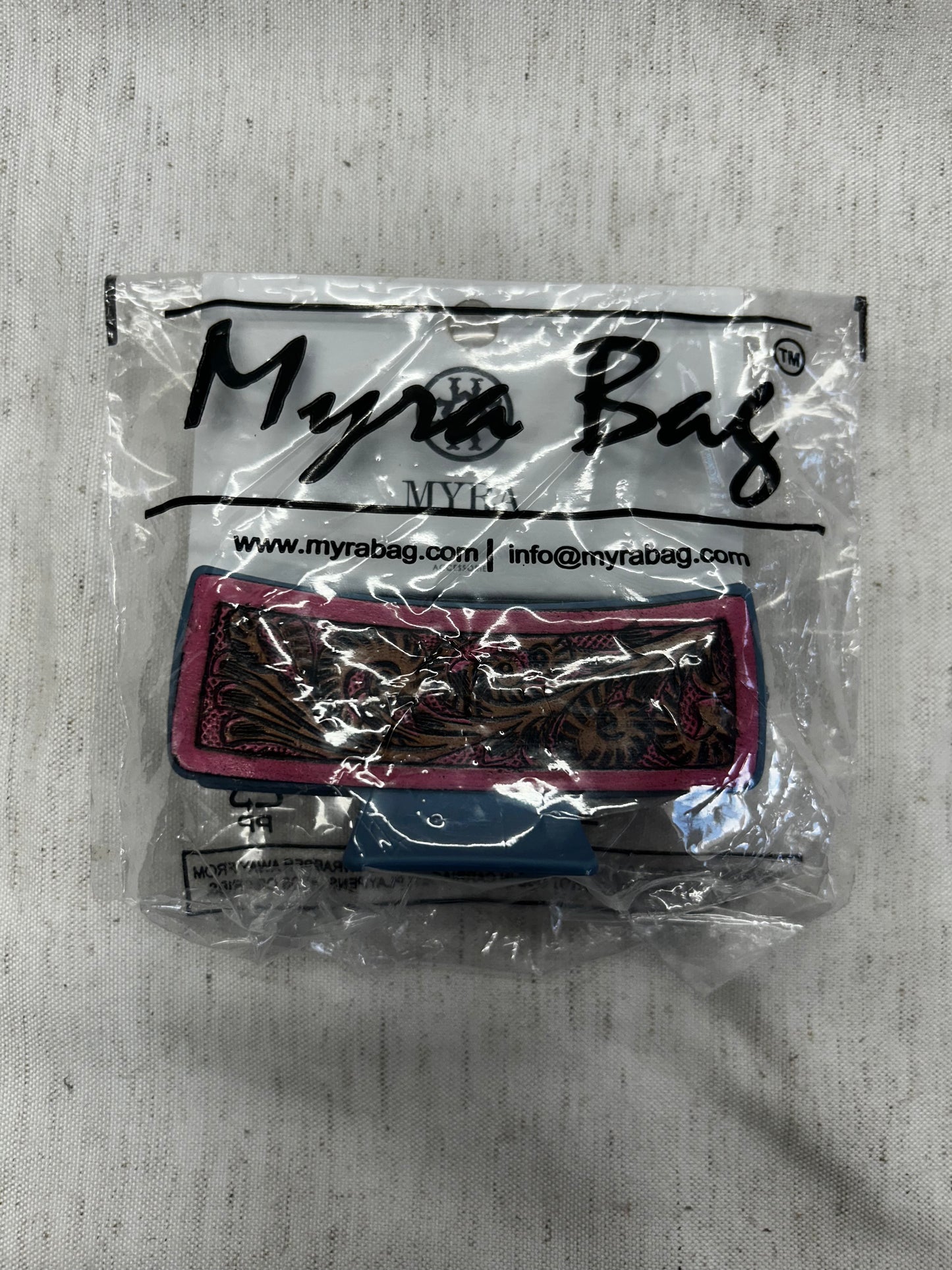 S-10216 Myra hand tooled leather patch hair clip