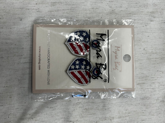 S-8250 Tis of thee beaded heart earrings
