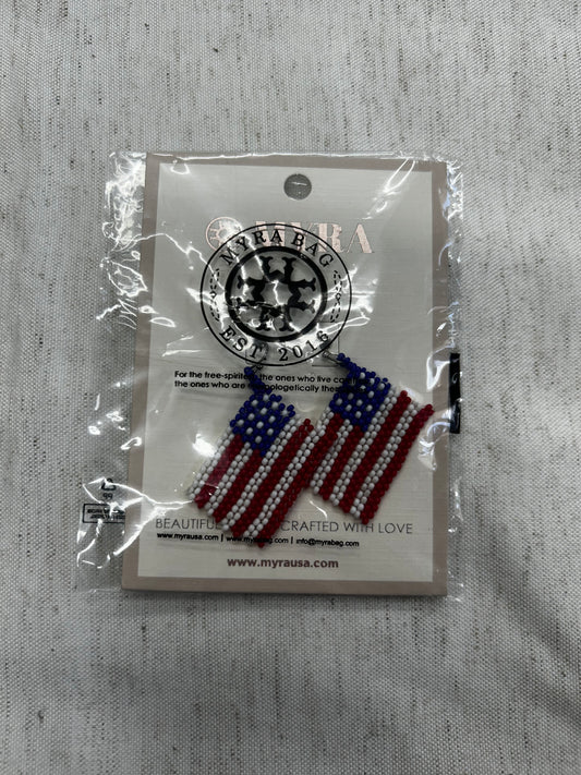 S-10052 old glory flag beaded earrings